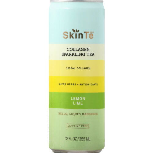 SkinTe Sparkling Tea, Collagen, Lemon Lime