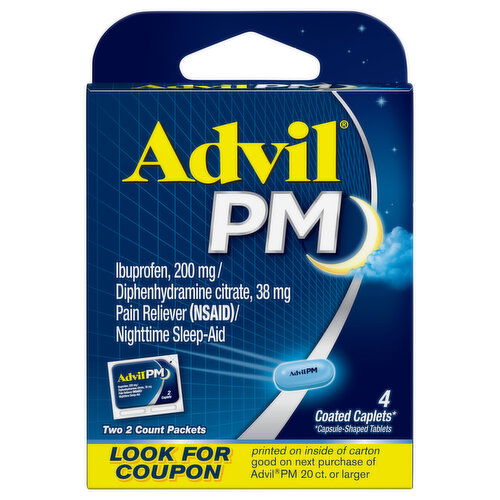 Advil Nighttime Sleep-Aid, Coated Caplets - 4 Each