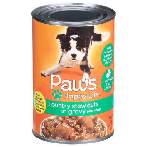 Paws Happy Life Dog Food, Country Stew Cuts in Gravy