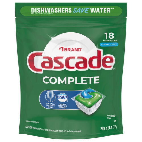 Cascade Dishwasher Detergent, Fresh Scent, Actionpacs