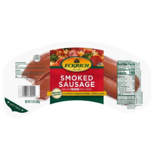 Eckrich Natural Casing Smoked Sausage - 13 Ounce