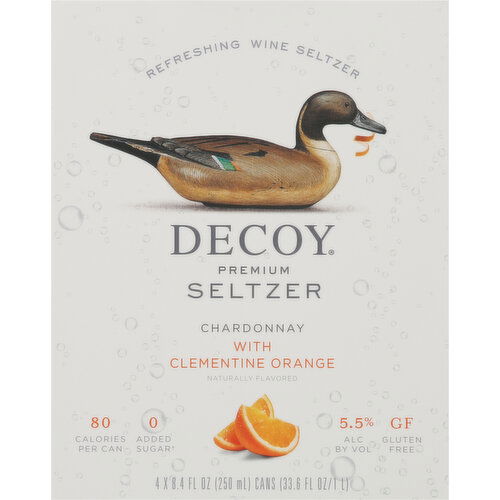 Decoy Seltzer, Premium, Chardonnay with Clementine Orange