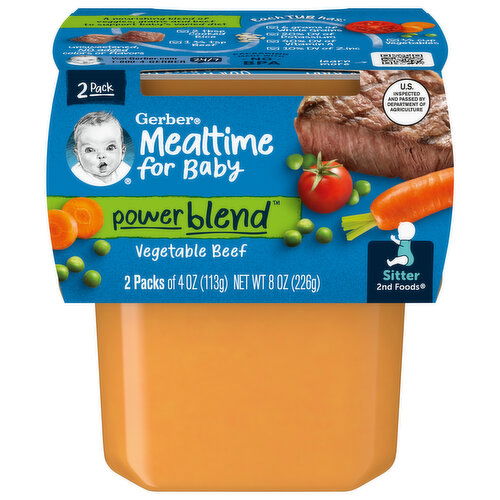 Gerber Vegetable Beef, Powerblend, Sitter 2nd Foods, 2 Pack