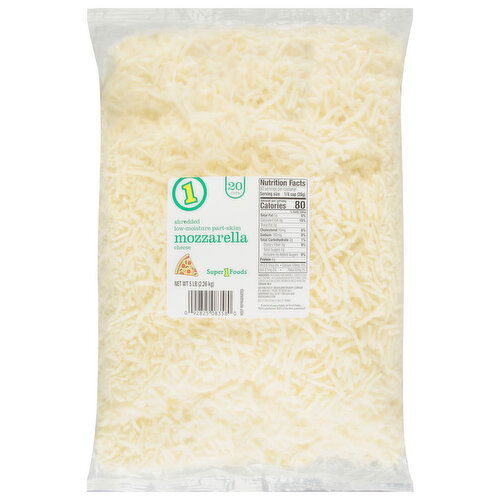 Super 1 Foods Shredded Cheese, Part-Skim, Mozzarella, Low-Moisture