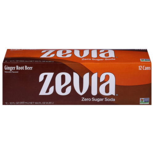 Zevia Soda, Zero Sugar, Ginger Root Beer