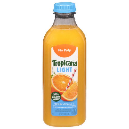 Tropicana No Pulp Light Orange Juice Beverage - 46 Fluid Ounce