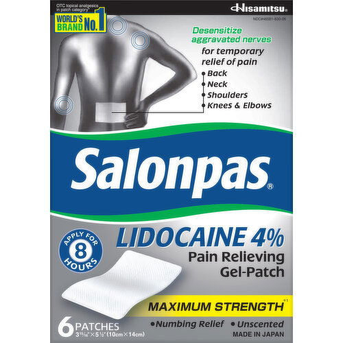 Salonpas Pain Relieving Gel-Patch, Maximum Strength, Patches