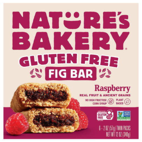 Nature's Bakery Fig Bar, Gluten Free, Raspberry, Twin Packs