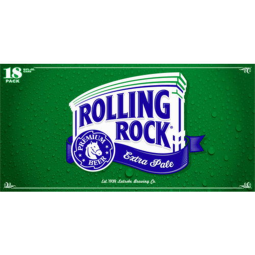 Rolling Rock Beer, Extra Pale, 18 Pack - 18 Each