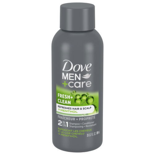 Dove Men+Care Shampoo + Conditioner, 2 in 1, Fresh + Clean