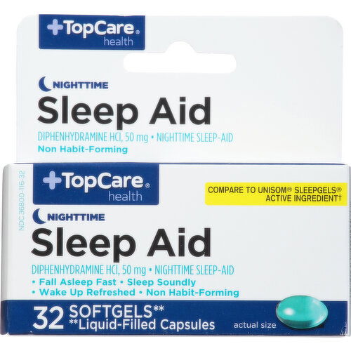 TopCare Sleep Aid, Nighttime, 50 mg, Softgels