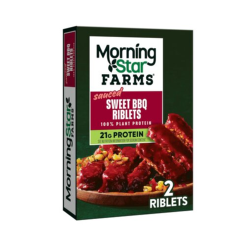 MorningStar Farms Vegan Sauced Riblets, Sweet BBQ - 10 Ounce