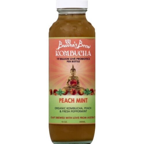 Buddhas Brew Kombucha, Peach Mint