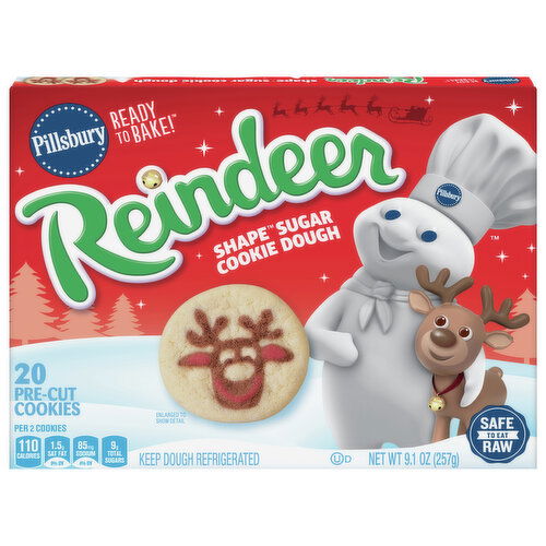 Pillsbury Cookie Dough, Sugar, Reindeer Shape