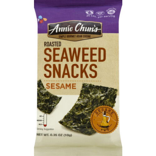 Annie Chun's Seaweed Snacks, Sesame, Roasted, Mild