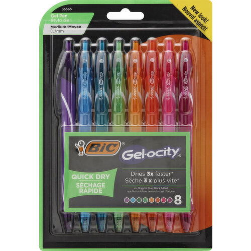 BiC Gel Pen, Quick Dry, Assorted, Medium (0.7 mm)