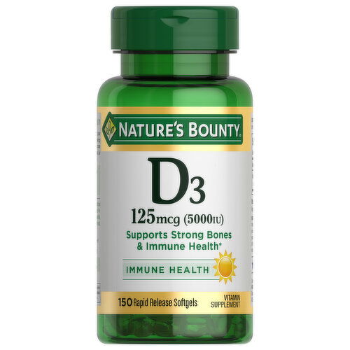 Nature's Bounty Vitamin D3, 125 mcg, Rapid Release Softgels