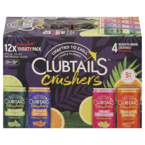 Clubtails Malt Beverage Cocktail, Assorted, Crushers