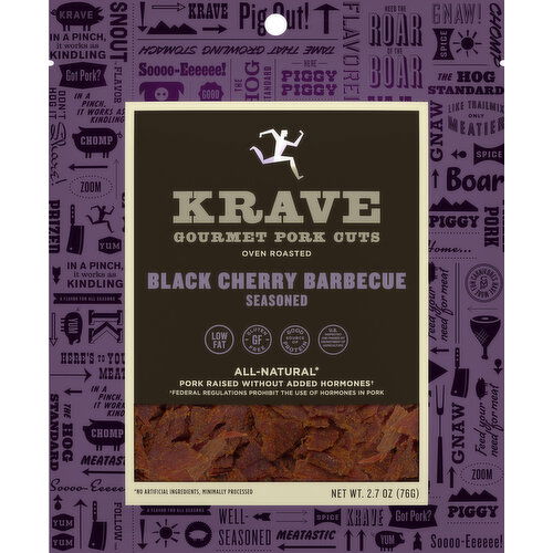 Krave Pork Cuts, Gourmet, Black Cherry Barbeque, Seasoned