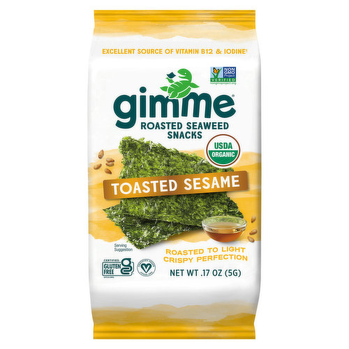 gimMe Seaweed Snacks, Roasted, Organic, Toasted Sesame