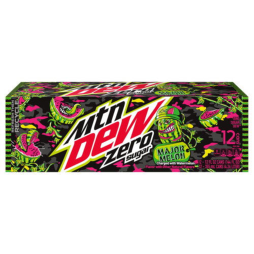 Mtn Dew Soda, Zero Sugar, Major Melon