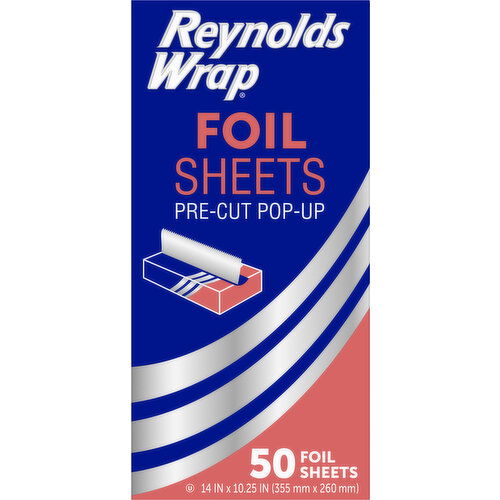 Reynolds Kitchens Foil Sheets, Pre-Cut Pop Up, 14 In x 10.25 In