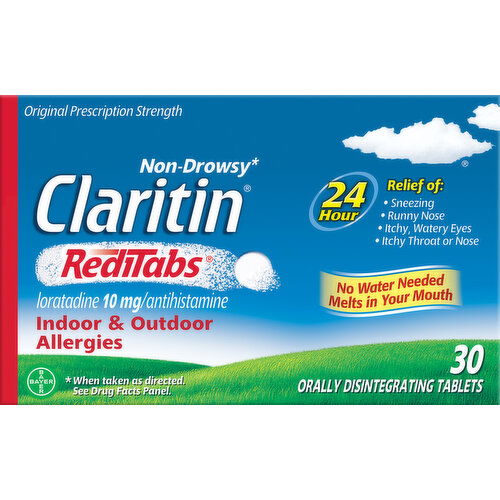 Claritin Indoor & Outdoor Allergies, Original Prescription Strength, 10 mg, Non-Drowsy, Tablets