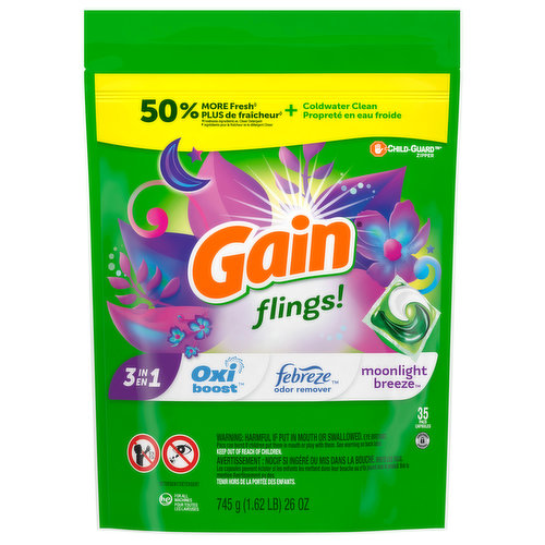 Gain Detergent, Moonlight Breeze, Pacs