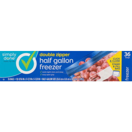 Simply Done Freezer Bags, Double Zipper, Half Gallon