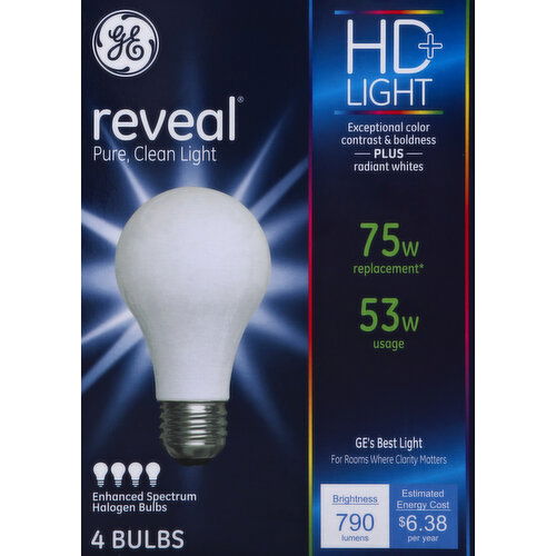 GE Light Bulbs, Halogen, 53 Watts