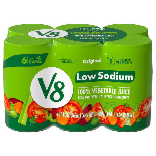 V8 100% Vegetable Juice, Low Sodium, Original