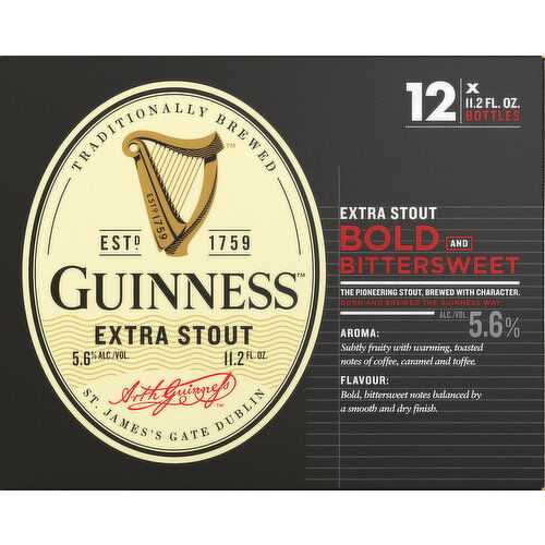 Guinness Beer, Extra Stout, Bold and Bittersweet