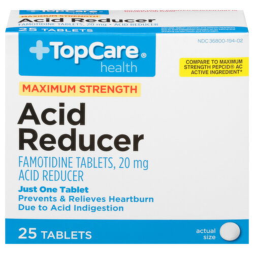 TopCare Acid Reducer, Maximum Strength, 20 mg, Tablets