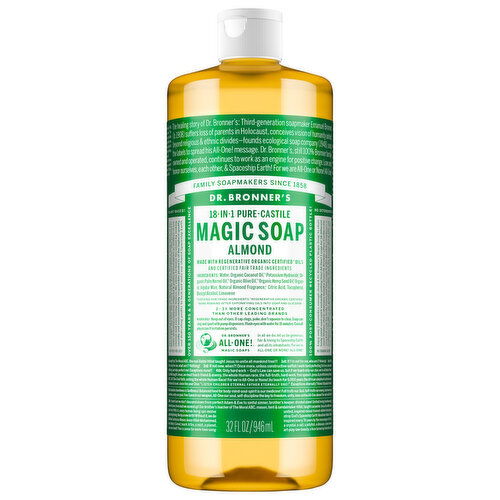 Dr. Bronner's Magic Soap, Pure-Castile, 18-in-1, Almond