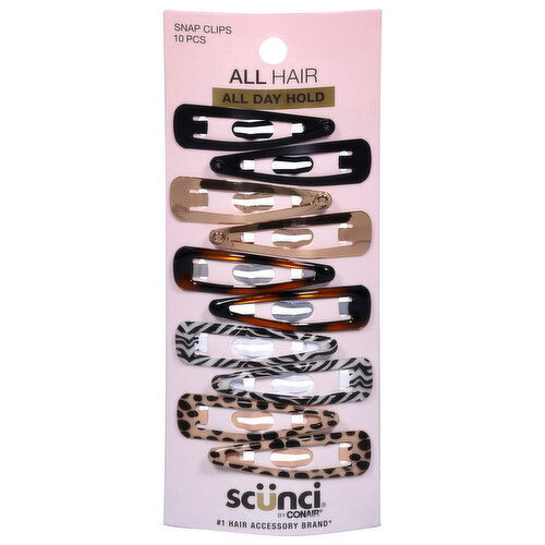 Scunci All Hair All Day Hold Snap Clips - 10 Each