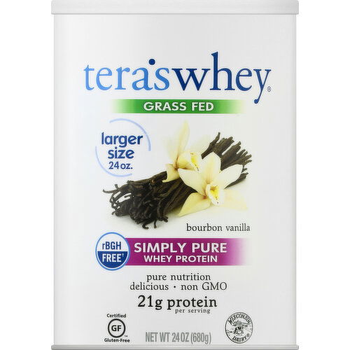 Tera's Whey Whey Protein, Simply Pure, Bourbon Vanilla, Grass Fed