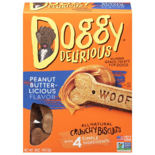 Doggy Delirious Treats for Dogs, Human Grade, Peanut Butterlicious