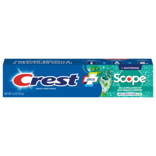 Crest Toothpaste, Fluoride, Anticavity, Minty Fresh Striped, + Whitening, Scope