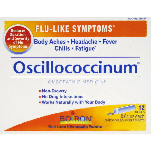 Boiron Oscillococcinum, Flu-Like Symptoms, Quick-Dissolving Pellets