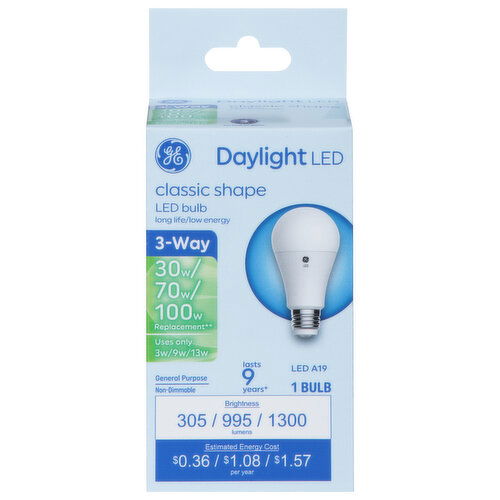 GE Light Bulbs, LED, Daylight, Classic Shape