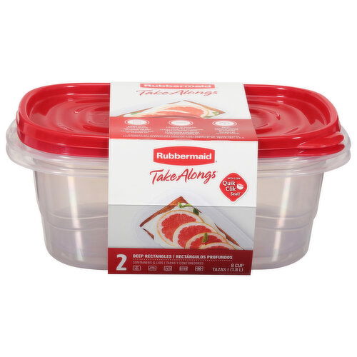 Rubbermaid Containers & Lids, Deep Rectangles, 8 Cup