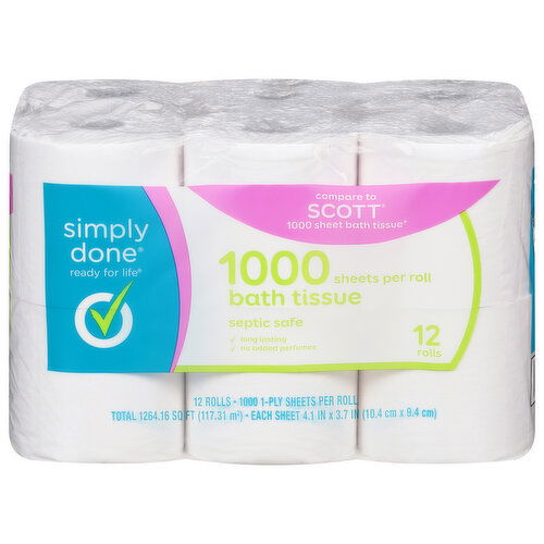 Simply Done Bath Tissue, 1-Ply