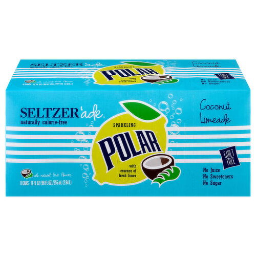 Polar Sparkling Coconut Limeade Seltzer'ade - 8 Each