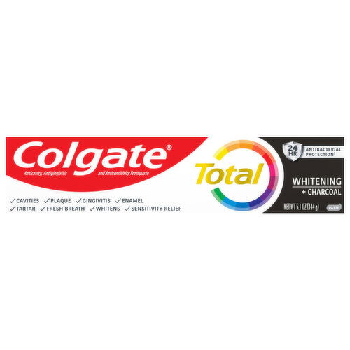 Colgate Toothpaste, Anticavity, Antigingivitis and Antisensitivity, Whitening + Charcoal