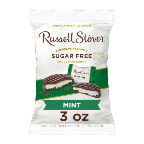 Russell Stover Sugar Free Mint Patties in Dark Chocolate, 3 oz. bag (≈ 6 pieces)