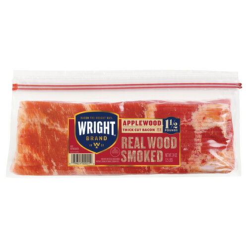 Wright Bacon, Applewood, Real Wood Smoked, Thick Cut