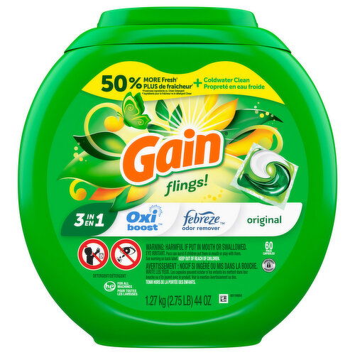 Gain Detergent, 3 in 1, Original, Pacs