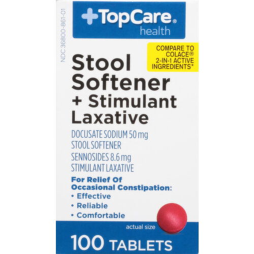 TopCare Stool Softener + Stimulant Laxative, Tablets