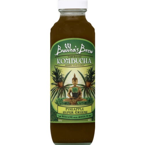 Buddhas Brew Kombucha, Pineapple Super Greens