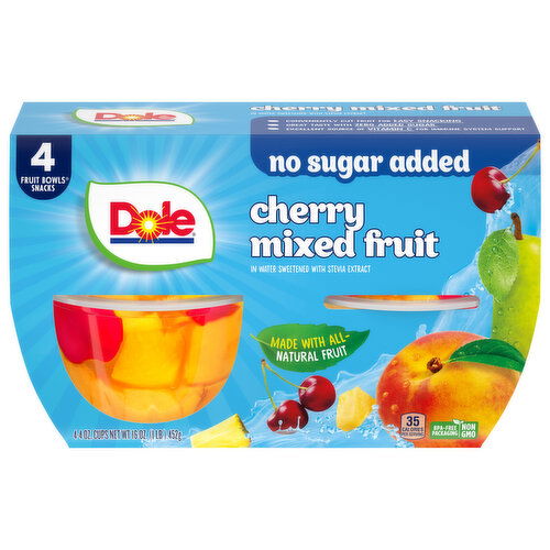 Dole in Water Sweetened with Stevia Extract Cherry Mixed Fruit - 4 Each